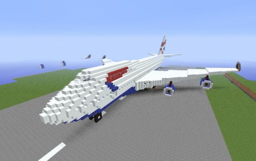 Пассажирский самолёт Boeing 747-400 в Майнкрафт