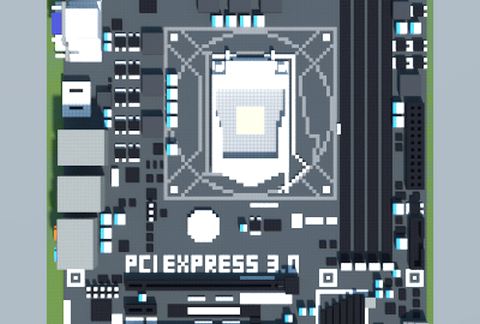Материнская плата Intel H77 Pro4-M в Майнкрафт-стиле