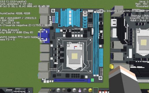 Материнская плата Intel P8H77-I в стиле Майнкрафт