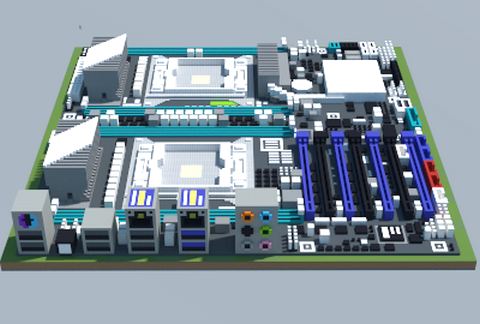 Материнская плата Intel Z9PE-D8 WS от ASUS в стиле Майнкрафт — скриншот 2