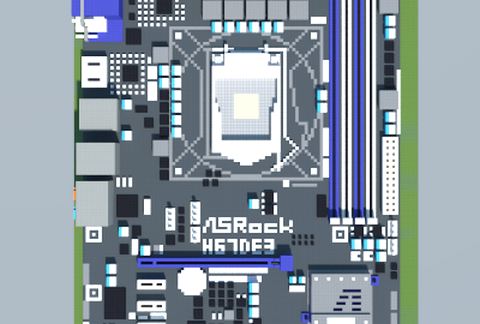 Материнская плата Intel H67DE3 в Майнкрафт-стиле