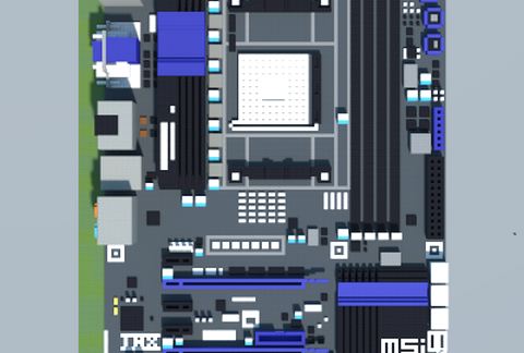 Материнская плата AMD FM2-A85XA-G65 в стиле Майнкрафт