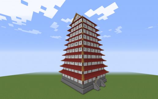 Азиатский замок с башнями для Майнкрафт — скриншот 3
