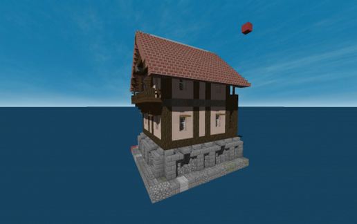 Средневековый дом в Майнкрафт из дерева и камня 15×21×15, 1802 блоков