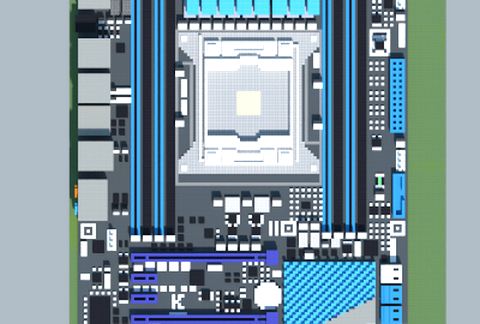Материнская плата Intel P9X79-LE в стиле Майнкрафт