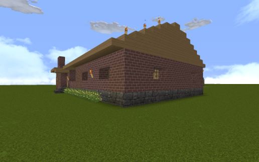 Средневековая постройка 1842 в Майнкрафт из кирпича и дуба