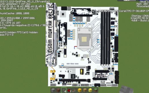 Компактная современная материнская плата MSI в стиле Майнкрафт