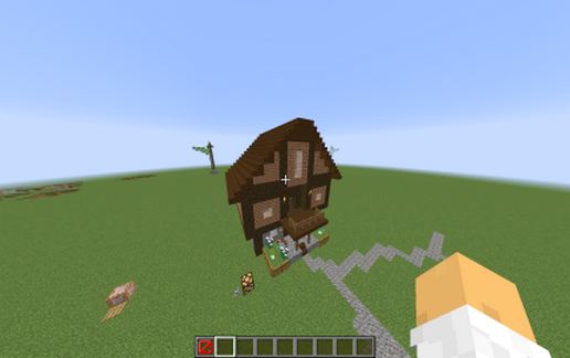Уютный деревянный дом для выживания в Майнкрафт 26×17×17, 1414 блоков