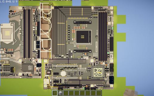 Материнская плата AMD B550-Creator в стиле Майнкрафт