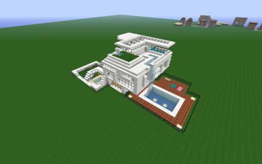 Современный дом Novum Domum в Майнкрафт из кварца и стекла
