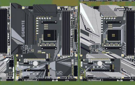 Материнская плата AMD X570S UD в Майнкрафт из серого бетона