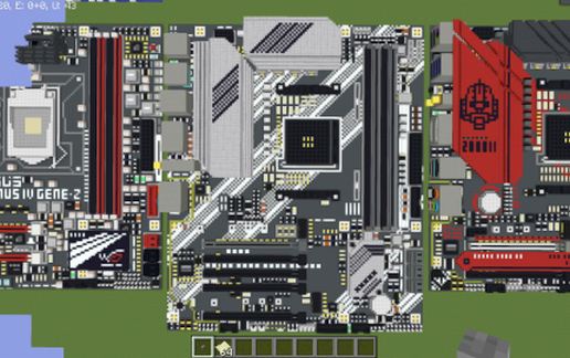 Материнская плата AMD B550-PLUS AC-HES в стиле Майнкрафт