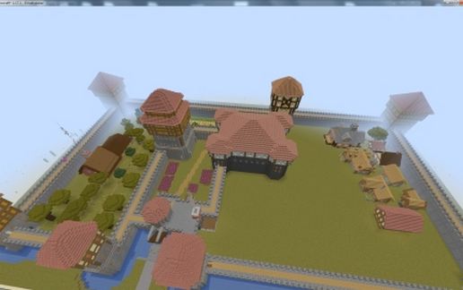 Средневековый замок с башнями для Майнкрафт 134×57×229, 353090 блоков