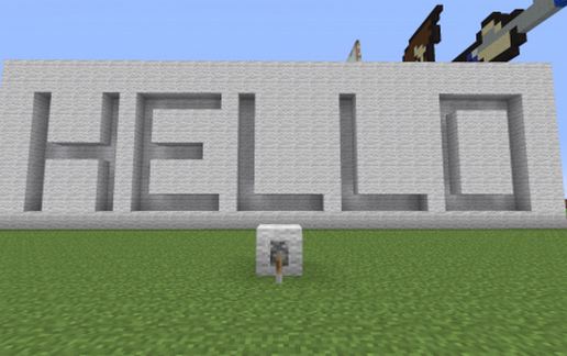 Надпись HELLO из блоков