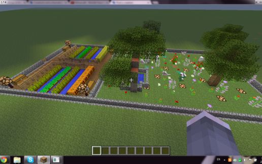 Средневековый сад с овощами и цветами