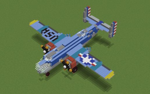 Американский бомбардировщик Б-25 в Майнкрафт — скриншот 2