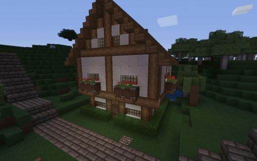 Простой уютный домик в Майнкрафт из берёзовых досок — скриншот 4