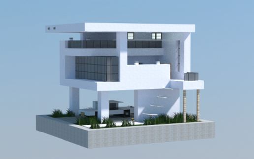 Современный дом 16x16 с террасой